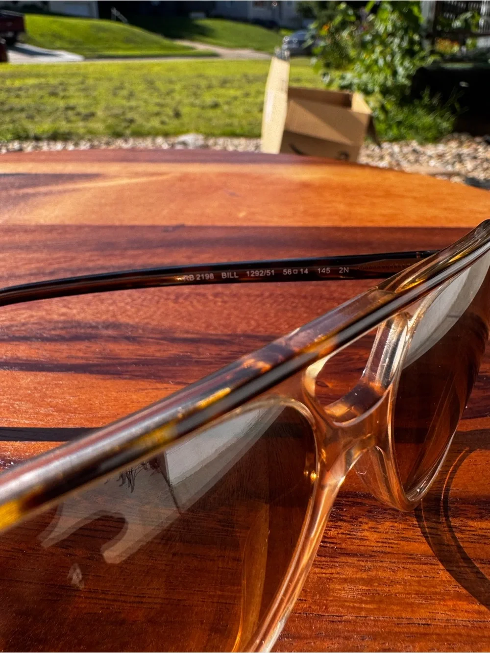 Ray-Ban RB 2198 BILL Clear Amber Frame Sunglasses with Brown Gradient Lenses